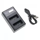 Két csatornás utángyártott akkutöltő (Micro USB / Type C) Canon akkuhoz LP-E10 LCD kijelzővel - VHBW