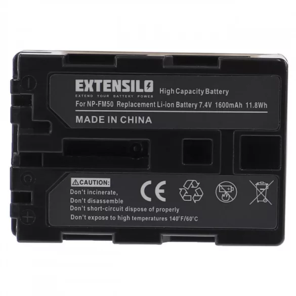 Utángyártott Sony NP-FM30 NP-FM50 NP-FM70 NP-FM55H 1600mAh 7.4V Li-ion kamera akkumulátor - VHBW