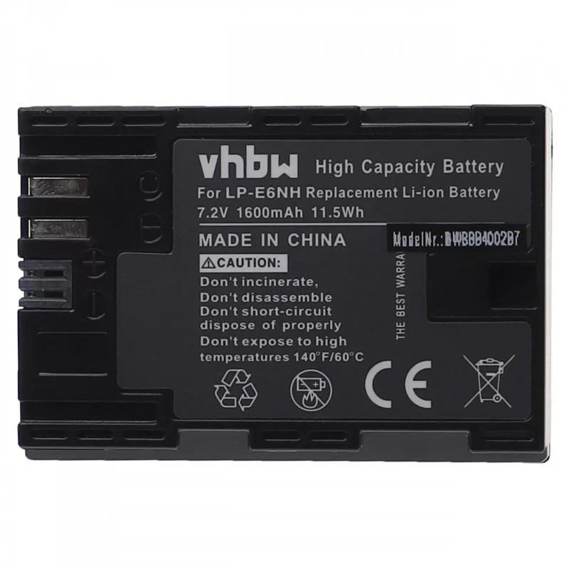Utángyártott Canon LP-E6 LP-E6NH 1600mAh 7.2V Li-ion kamera akkumulátor