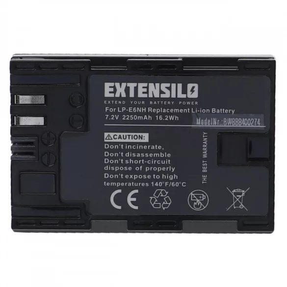 Utángyártott Canon LP-E6 LP-E6NH 2250mAh 7.2V Li-ion kamera akkumulátor - VHBW