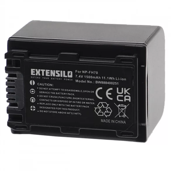 Utángyártott Sony NP-FH70 1500mAh 7.4V Li-ion kamera akkumulátor - VHBW
