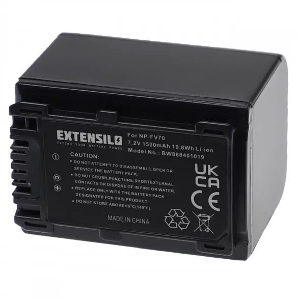 Utángyártott Sony NP-FV70 1500mAh 7.2V Li-ion kamera akkumulátor - VHBW