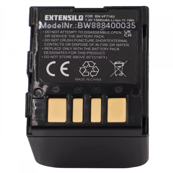 Utángyártott JVC BN-VF707 BN-VF707U BN-VF714 BN-VF714U 1500mAh 7.4V Li-ion kamera akkumulátor - VHBW