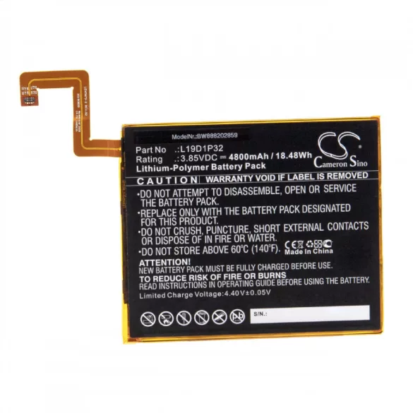 Utángyártott tablet akkumulátor Lenovo L19D1P32 4800mAh 3.85V Li-polymer - VHBW