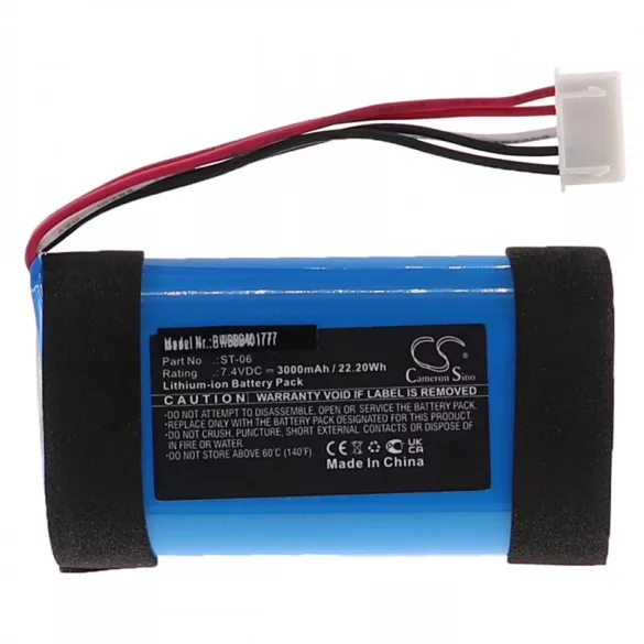 Utángyártott Sony ST-06 3000mAh 7.4V Li-ion hordozható hangszóró akkumulátor - VHBW