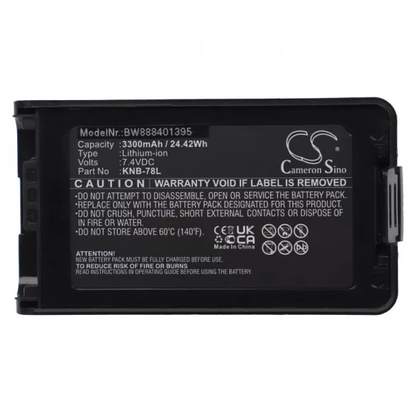 Utángyártott Kenwood KNB-24L KNB-35L KNB-55L KNB-56N 3300mAh 7.4V Li-ion rádió akkumulátor - VHBW
