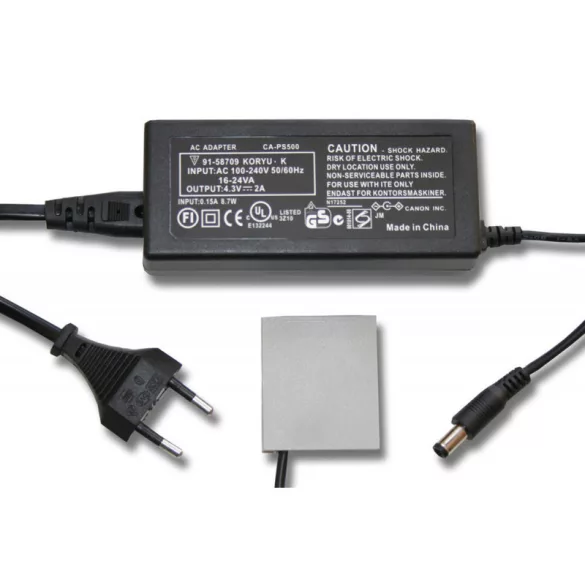 Utángyártott tápegység Canon ACK-DC10 CA-PS400 CA-PS500 CA-PS600 kamera DSLR Camcorder 2m - VHBW