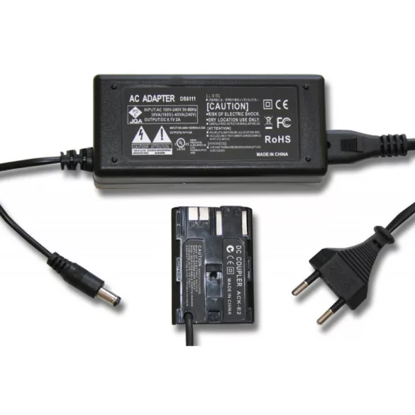 Utángyártott tápegység Canon ACK-E2 DR400 kamera DSLR Camcorder 2m - VHBW