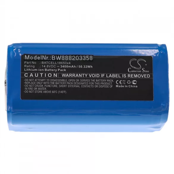 Utángyártott Bigblue BATCELL18650x4 3400mAh 14.8V Li-ion búvárlámpa akkumulátor - VHBW