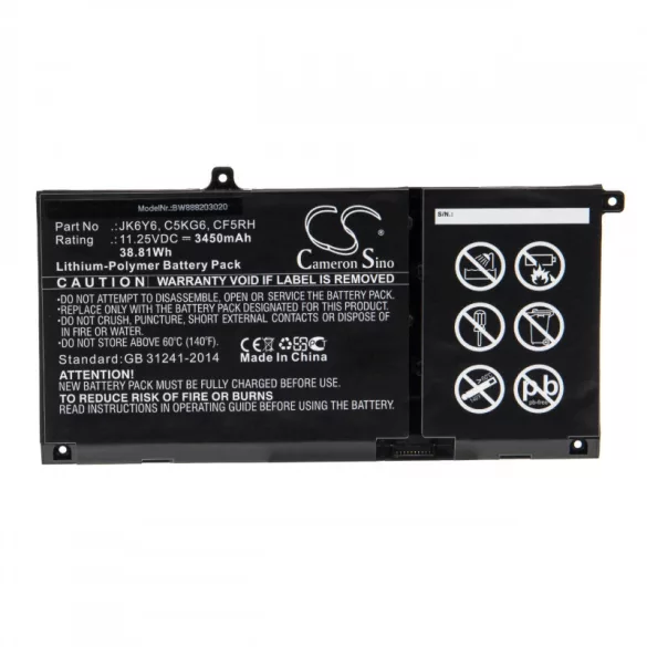 Utángyártott Dell C5KG6 CF5RH JK6Y6 3450mAh 11.25V Li-po laptop akkumulátor - VHBW