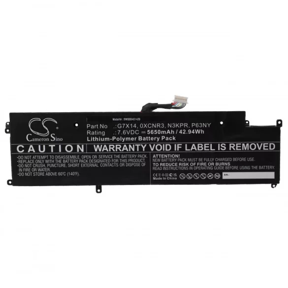 Utángyártott Dell 0XCNR3 G7X14 N3KPR P63NY 5650mAh 7.6V Li-po laptop akkumulátor - VHBW