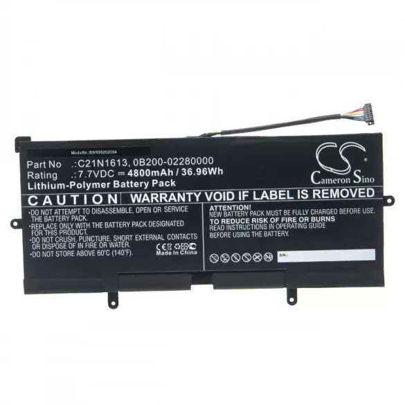 Utángyártott Asus 0B200-02280000 C21N1613 4800mAh 7.7V Li-po laptop akkumulátor - VHBW