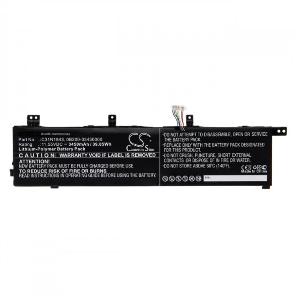 Utángyártott Asus 0B200-03430000 C31N1843 3450mAh 11.55V Li-po laptop akkumulátor - VHBW