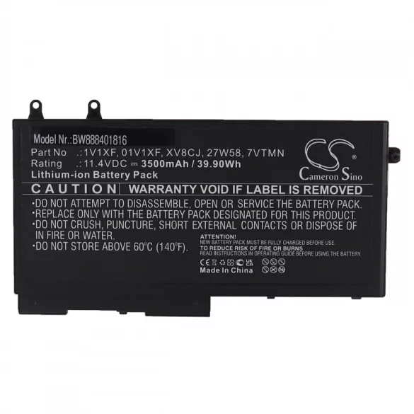 Utángyártott Dell 01V1XF 1V1XF 27W58 7VTMN XV8CJ 3500mAh 11.4V Li-ion laptop akkumulátor - VHBW