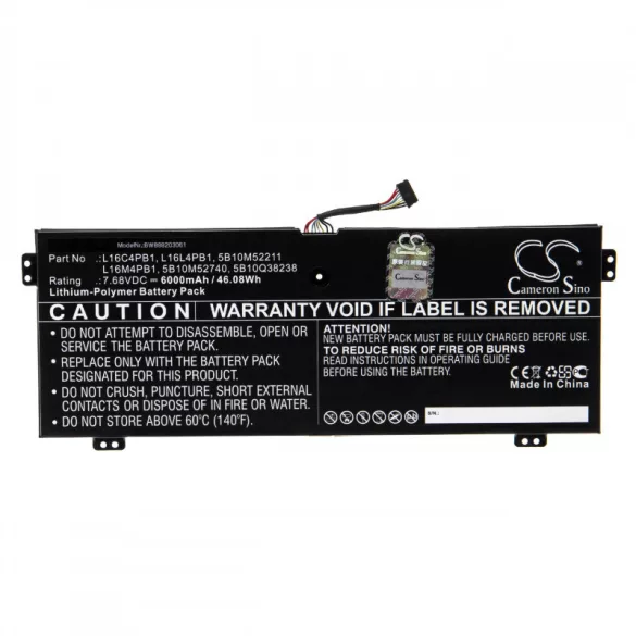 Utángyártott Lenovo 5B10M52211 5B10M52740 6000mAh 7.68V Li-po laptop akkumulátor - VHBW