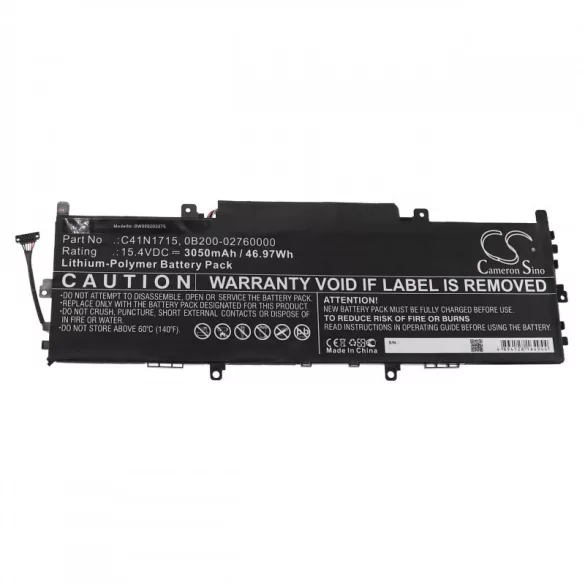 Utángyártott Asus 0B200-02760000 C41N1715 3050mAh 15.4V Li-po laptop akkumulátor - VHBW