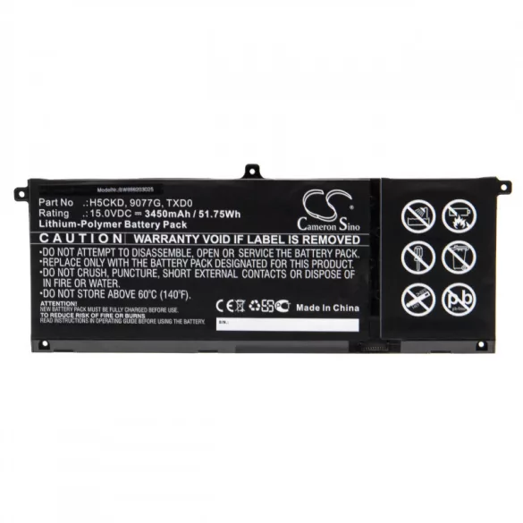 Utángyártott Dell 9077G H5CKD TXD0 3450mAh 15V Li-po laptop akkumulátor - VHBW