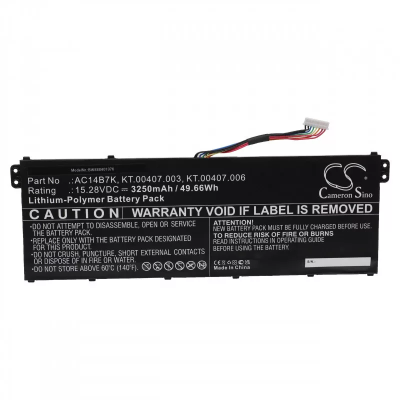 Utángyártott Acer AC14B7K KT.00407.003 3250mAh 15.28V Li-po laptop akkumulátor