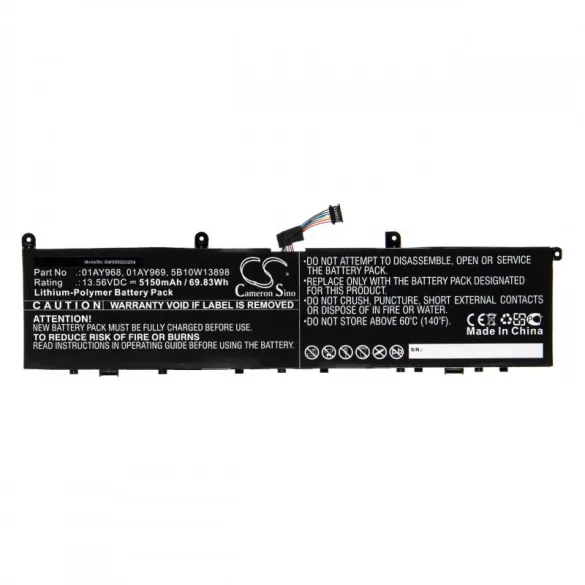 Utángyártott Lenovo 01AY968 01AY969 5150mAh 13.56V Li-po laptop akkumulátor - VHBW