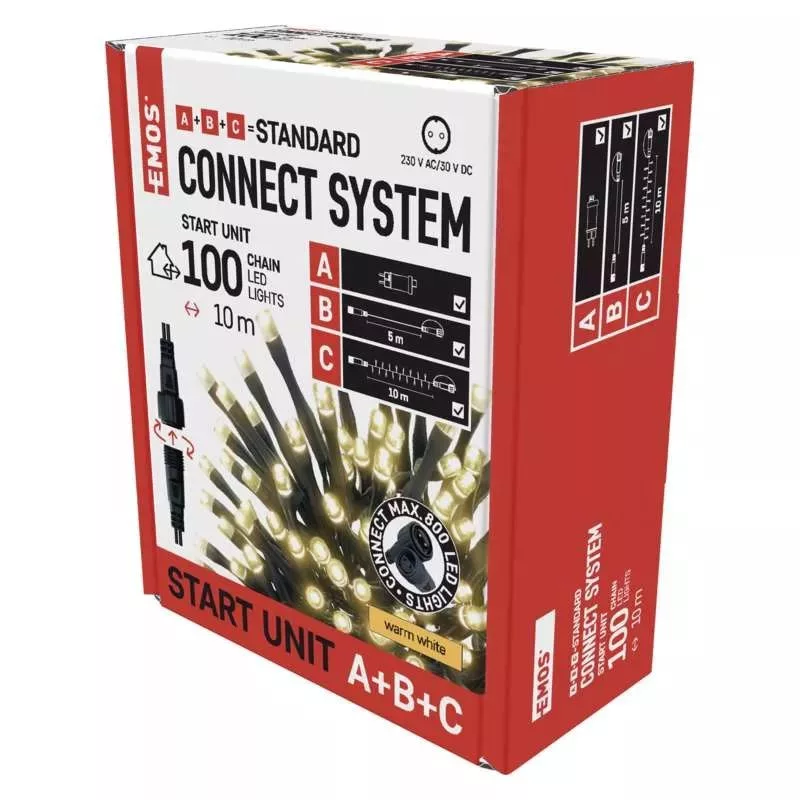 Karácsony fényfüzér TELJES SZETT CNT STart kit 10+5m 100LED IP44 D1AW01 A+B+C Karácsony fényfüzér TELJES SZETT CNT STart kit 10+5m 100LED IP44 D1AW01 A+B+C