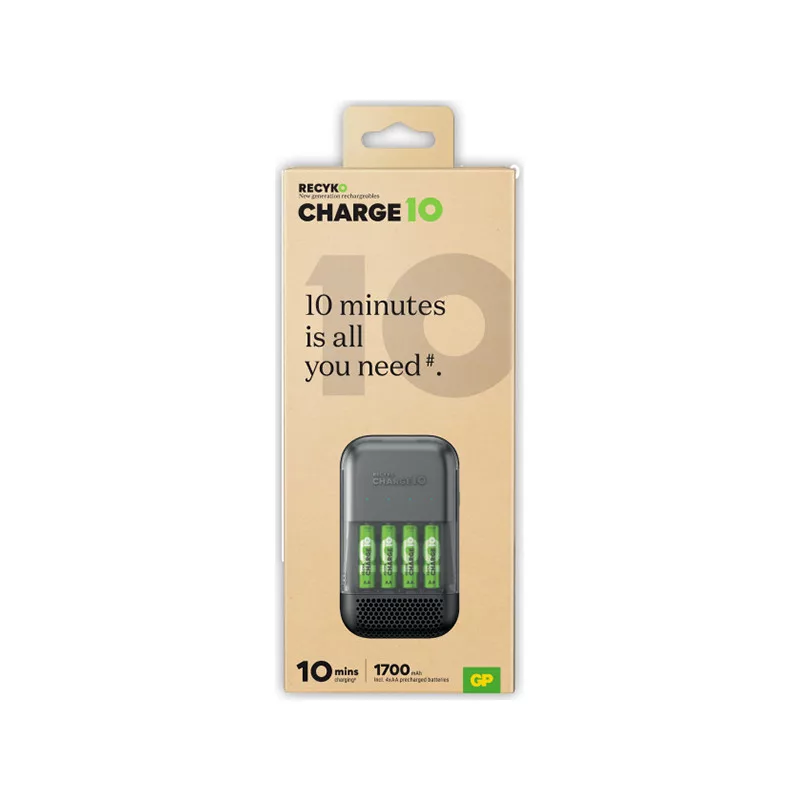 GP ReCyko Charge10 S491 10 perces hálózati akkutöltő + 4db 1700mAh AA akku GP ReCyko Charge10 S491 10 perces hálózati akkutöltő + 4db 1700mAh AA akku