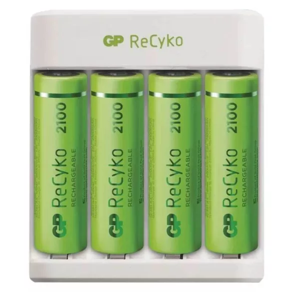 GP Recyko E411 akkutöltő powerbank + 4db 2100mAh AA + 4db 850mAh AAA akkumulátorok
