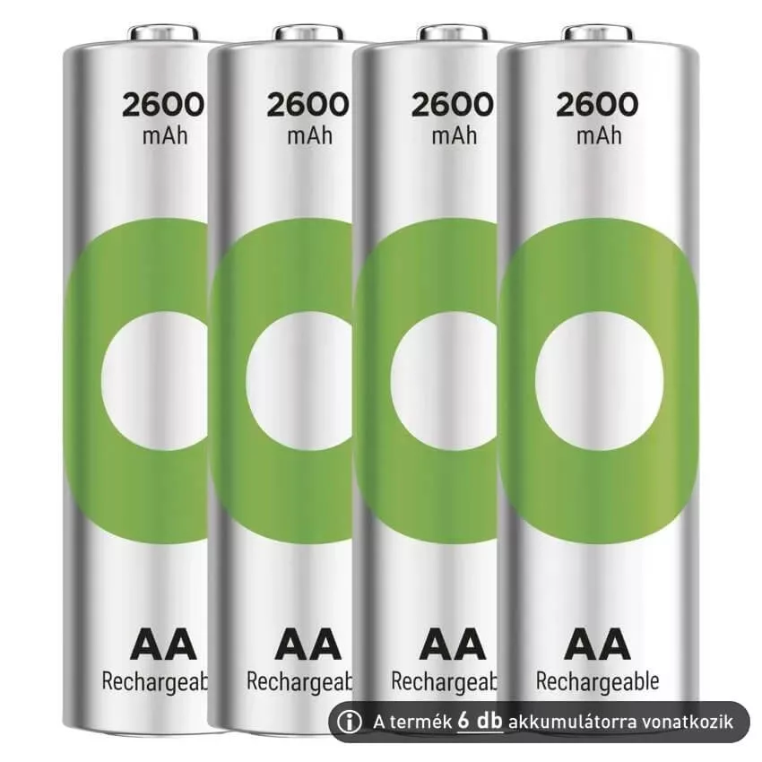 GP AA Recyko+ 2100mAh 1,2V Ni-MH akkumulátor 6db/csomag (zöld)