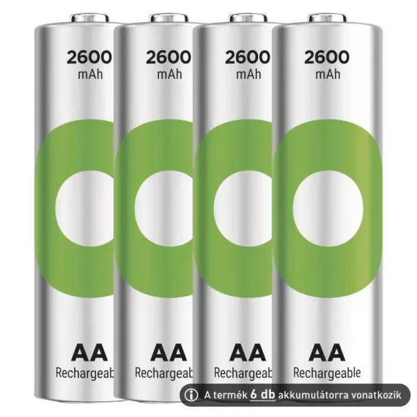 GP AA Recyko+ 2100mAh 1,2V Ni-MH akkumulátor 6db/csomag (zöld)