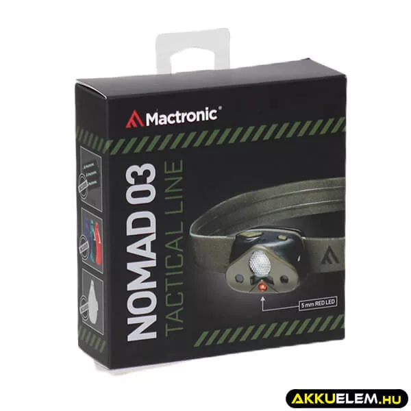 MacTronic Nomad 03 fejlámpa 3*AAA 340lum Cree XP-L LED + piros/zöld/kék