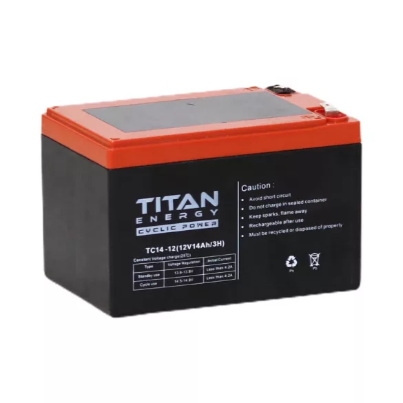 Titan Energy Cyclic AKKUMULÁTOR 12V 14Ah 6-DZM-14 - F2 csúszósarus