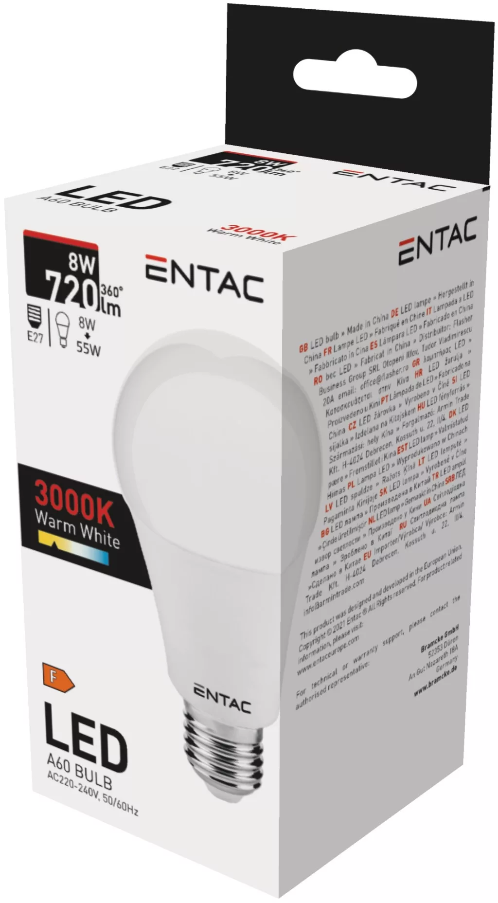 Entac LED Globe E27 8W izzó 