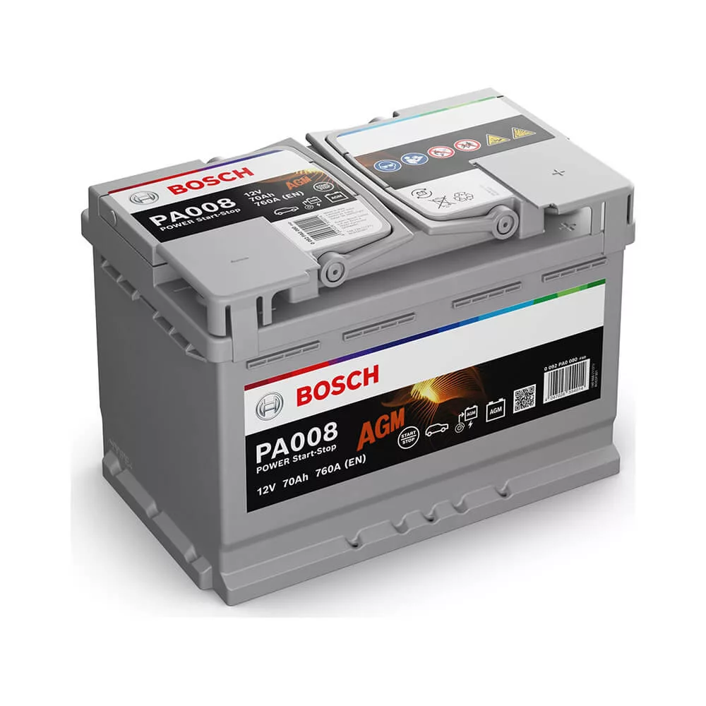 Bosch PA008 start-stop 12V 70Ah 760A autó akkumulátor AGM JOBB+ Bosch PA008 start-stop 12V 70Ah 760A autó akkumulátor AGM JOBB+