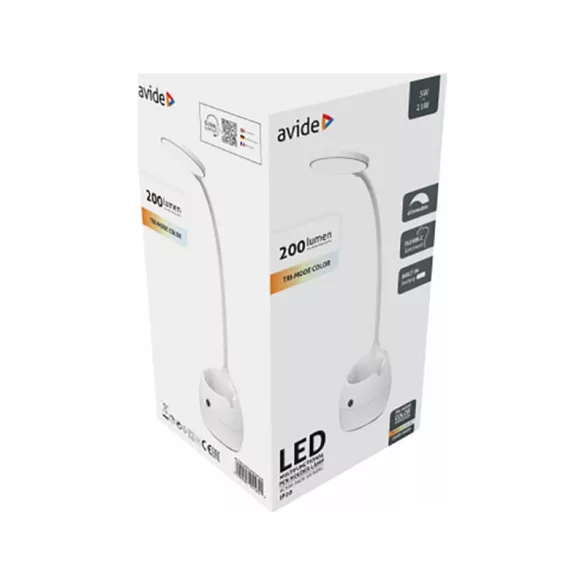 Avide LED asztali lámpa tolltartóval 5W tölthető