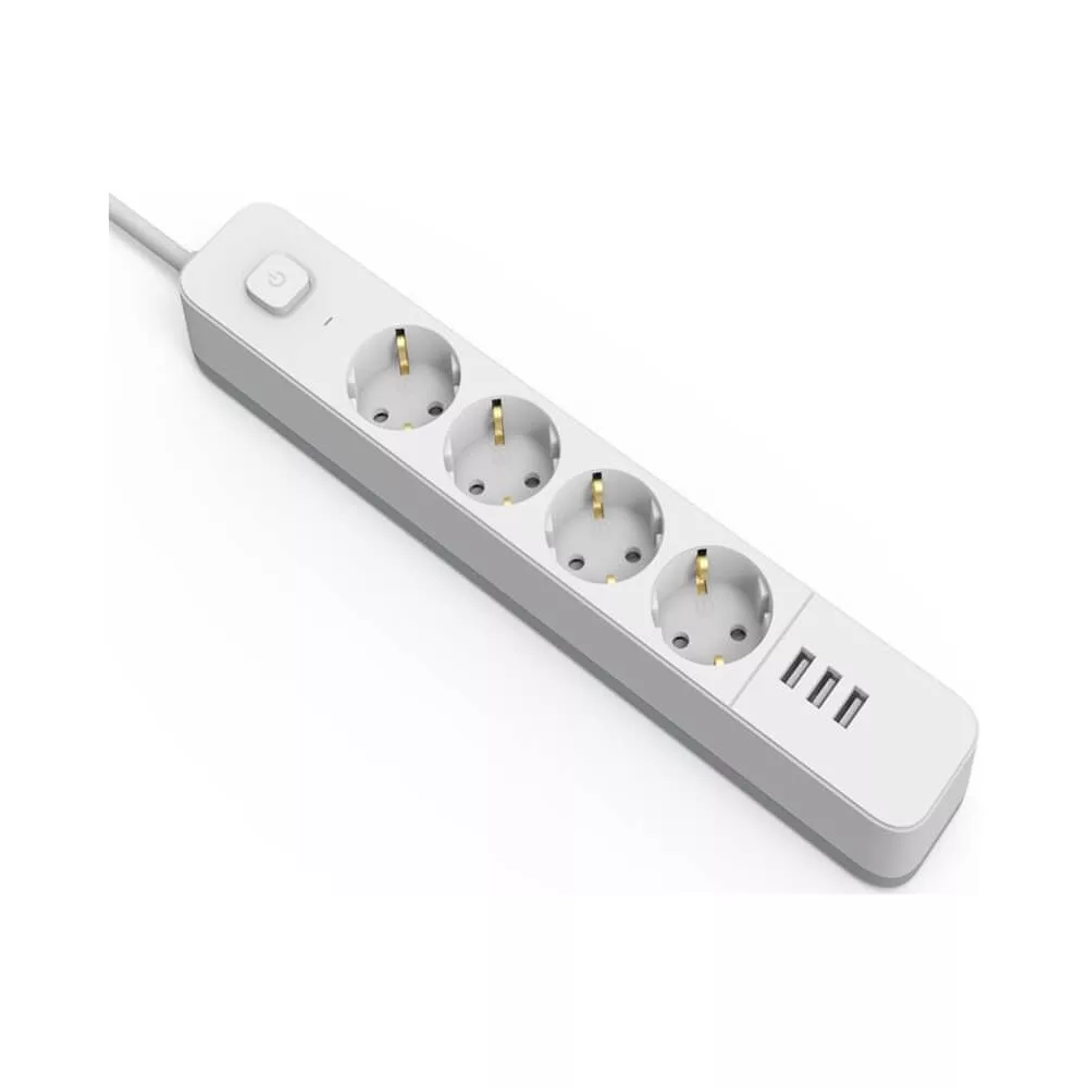   Hálózati hosszabbító 3xUSB 4xEU-foglalat Kapcsolóval 1.5m A 3G1.5 Entac D2
