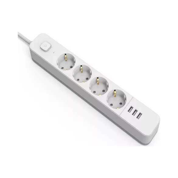 Hálózati hosszabbító 3xUSB 4xEU-foglalat Kapcsolóval 1.5m A 3G1.5 Entac D2