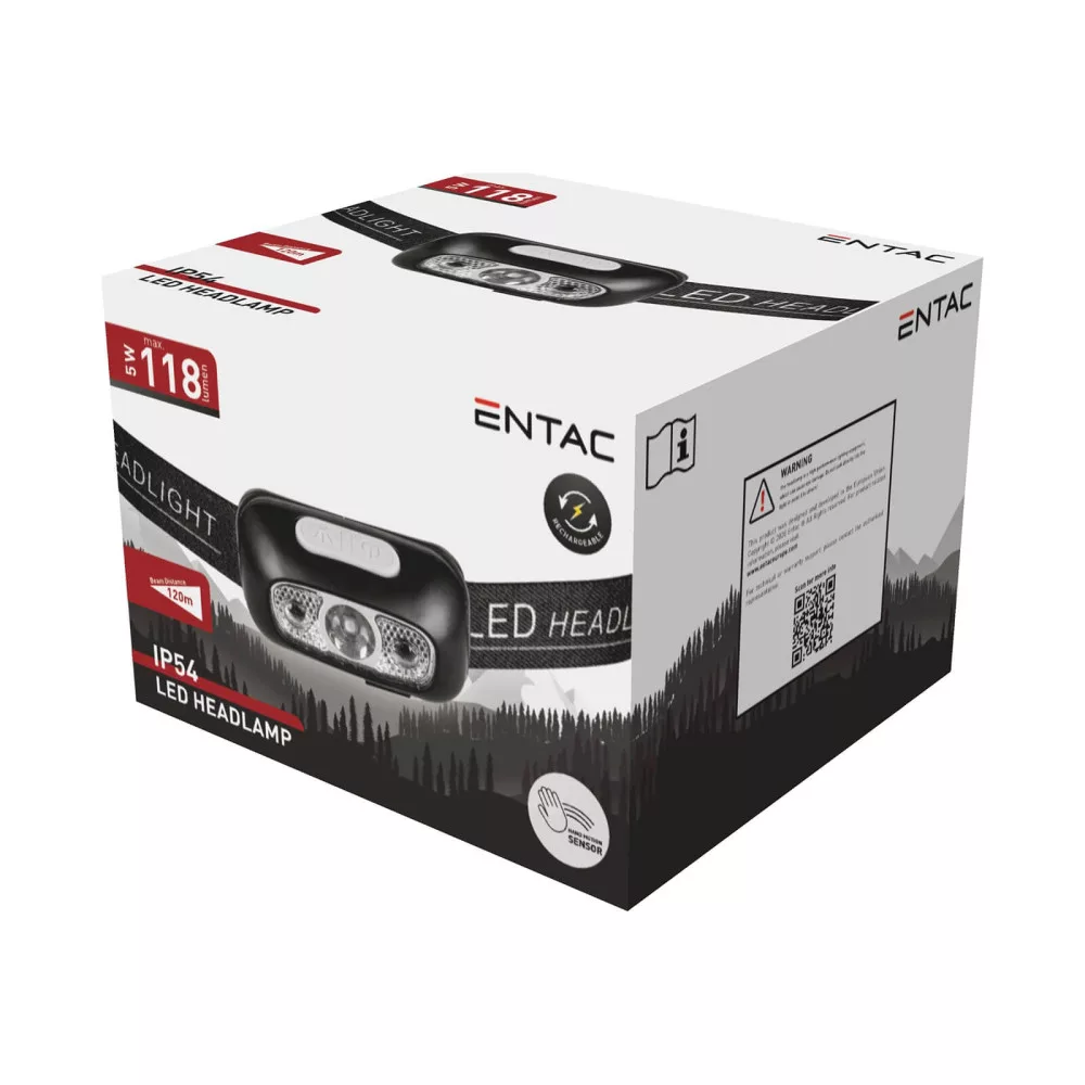 Lámpa Entac 5W tölthető 700mAh Li-po akku max 120m fekete