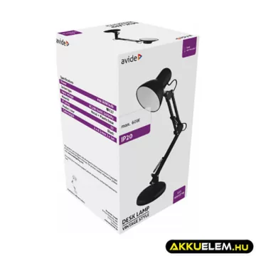   Avide Basic Asztali Lámpa Fekete Plasztik Max.60W E27 LED (izzó nem tartozék!)