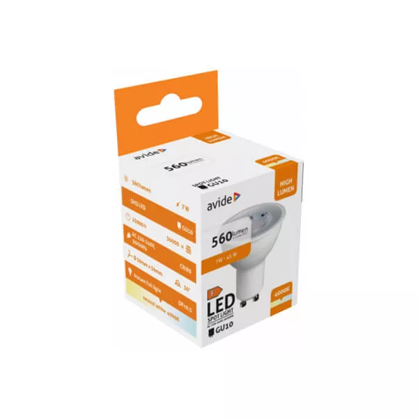 Avide GU10 LED SPOT izzó Alu-Plastic 7W 4000K NW