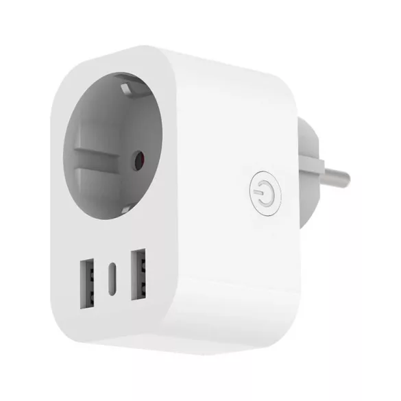 Hálózati adapter 1*EURO dugalj + 1*USB-C 2*USB-A 2.4A ki-be kapcsoló gombbal Tuya Google