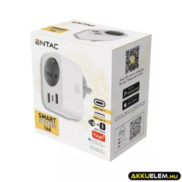   Hálózati adapter 1*EURO dugalj + 1*USB-C 2*USB-A 2.4A ki-be kapcsoló gombbal Tuya Google