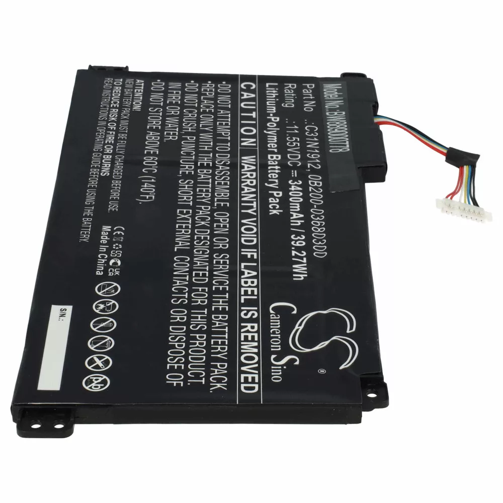 Asus 0B200-03680300, C31N1912 - 3400mAh 11.55V Li-polymer notebook akku Asus 0B200-03680300, C31N1912 - 3400mAh 11.55V Li-polymer notebook akku