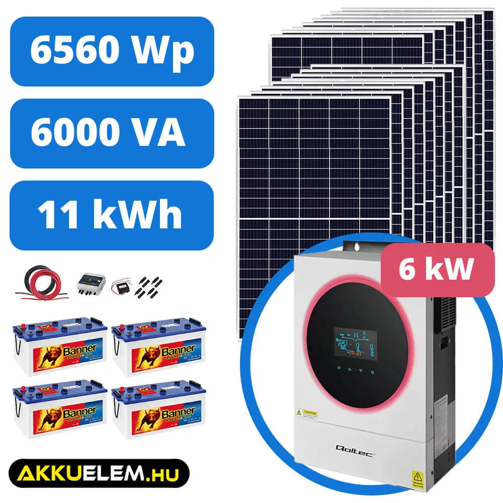 AKKUELEM PRO Napelemes Rendszer | 6kW Inverter | 6560W Solar | 48V/230Ah Banner akkumulátorok AKKUELEM PRO Napelemes Rendszer | 6kW Inverter | 6560W Solar | 48V/230Ah Banner akkumulátorok