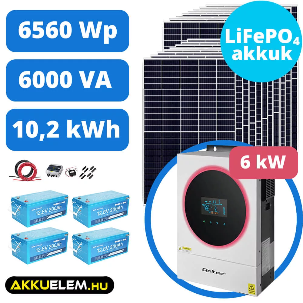 AKKUELEM MAX Napelemes Rendszer | 6kW Inverter | 6560W Solar | 48V/200Ah Vestwood LIFEPO4 AKKUELEM MAX Napelemes Rendszer | 6kW Inverter | 6560W Solar | 48V/200Ah Vestwood LIFEPO4