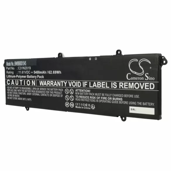 Replacement ASUS Vivobook Pro 14, Pro 15 - 5400mAh 11.61V Li-polymer notebook akku - VHBW