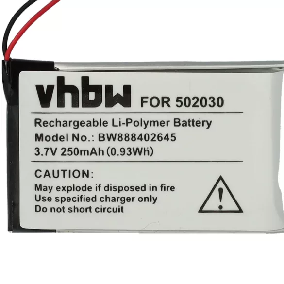 kerékpár GPS Computer Bosch 502030 - 250mAh 3.7V Li-polymer akku - VHBW