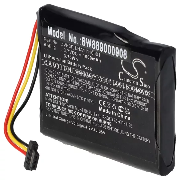 TomTom LHA11110001, VF6F - 1000mAh, 3.7V navigáció akku - VHBW