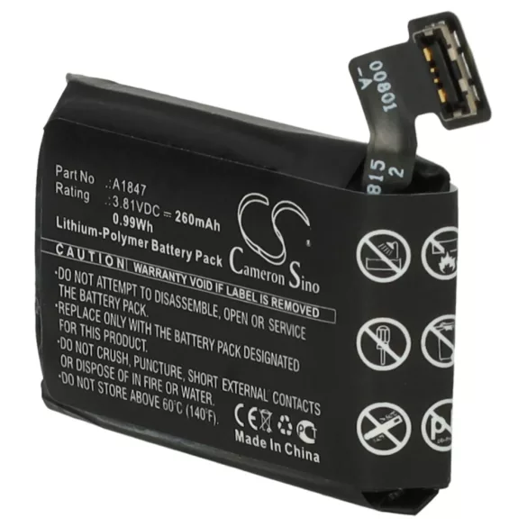 Apple A1847 - 260mAh 3.81V Li-polymer - szerszámok a csomagban - okosóra akku - VHBW