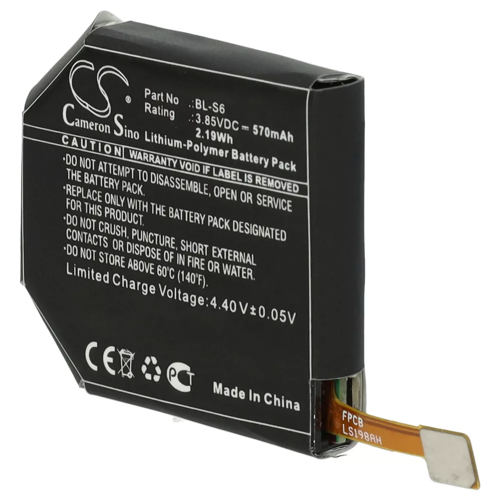 LG BL-S6 - 570mAh 3.85V Li-polymer - szerszámok a csomagban - okosóra akku LG BL-S6 - 570mAh 3.85V Li-polymer - szerszámok a csomagban - okosóra akku
