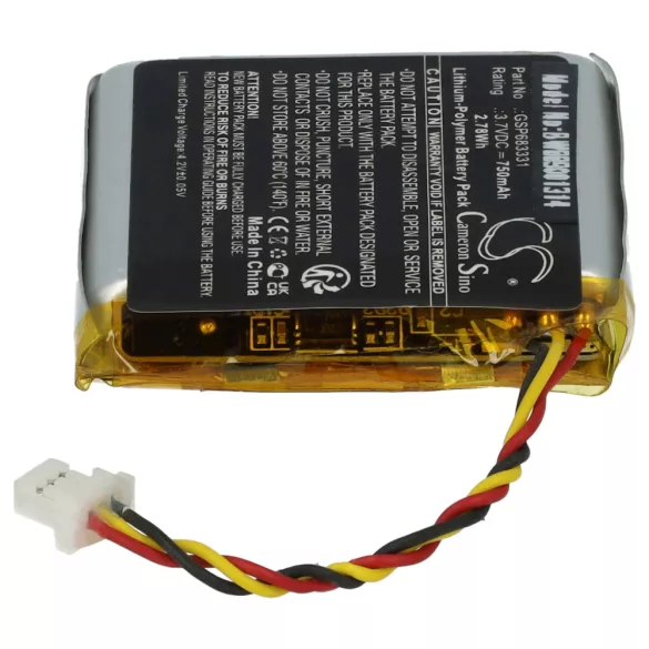 JBL GSP683331 - 750mAh 3.7V Li-polymer vezeték nélküli headset akku - VHBW