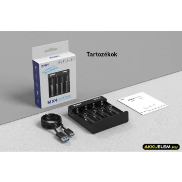   XTAR MX4 univerzális akkutöltő Ni-MH Li-ion 1,5V/3,7V LiFePO4 3,2V akkukhoz